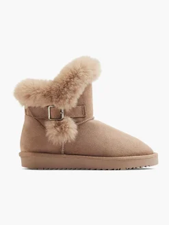 Beige Enkelboot Gevoerd