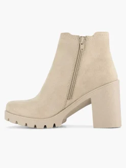 Beige Enkellaars Hak