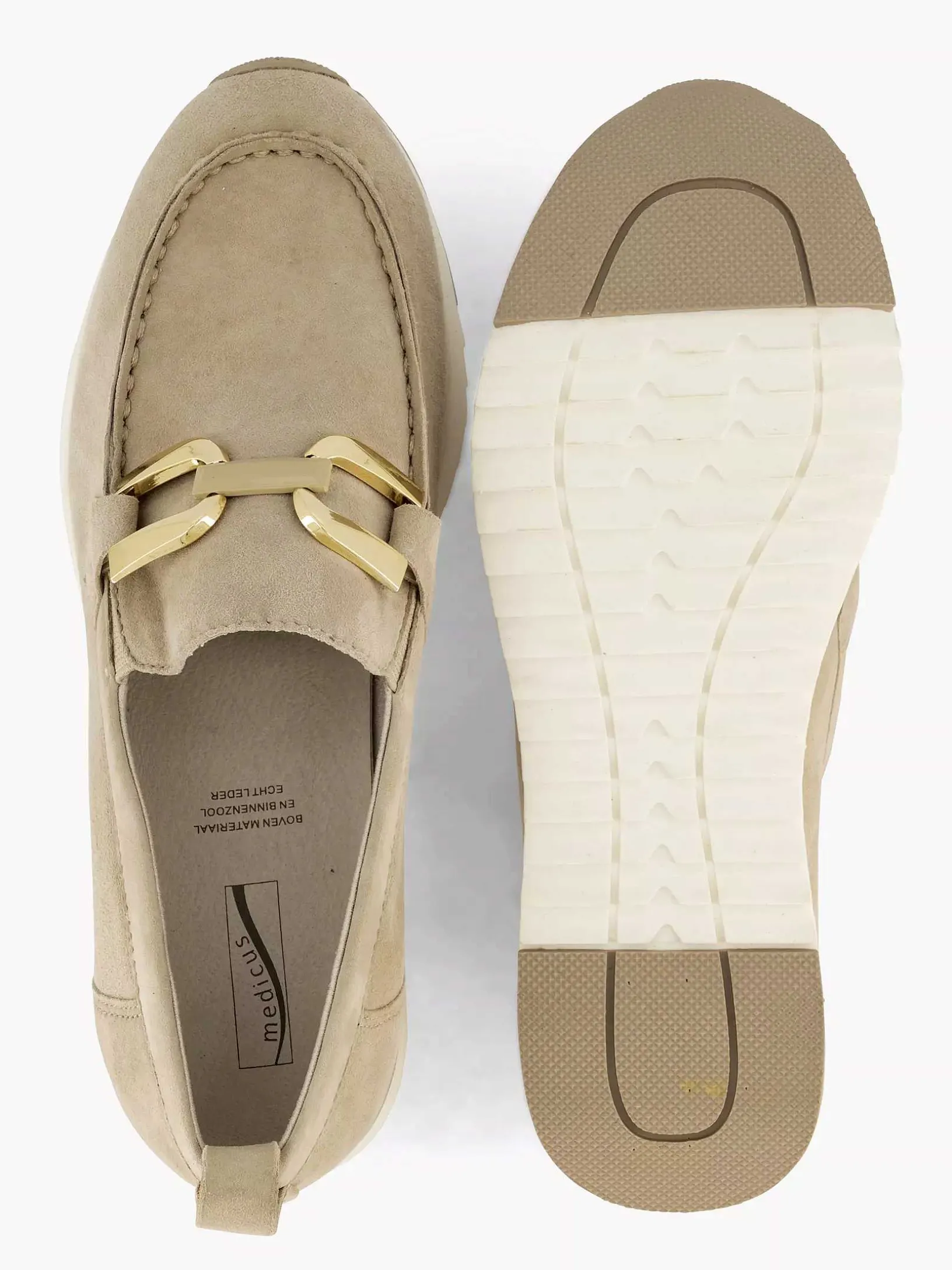 Beige Leren Comfort Instapper