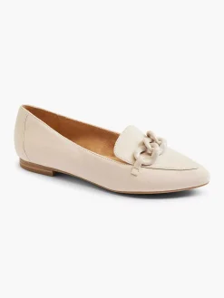 Beige Leren Loafer Sierketting