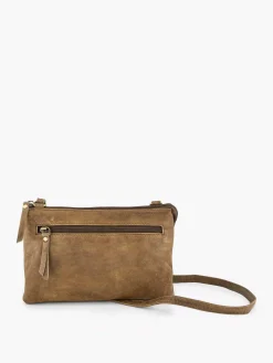 Beige Leren Schoudertas