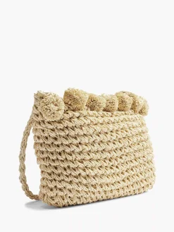 Beige Rieten Schoudertas