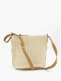 Beige Schoudertas Gevlochten