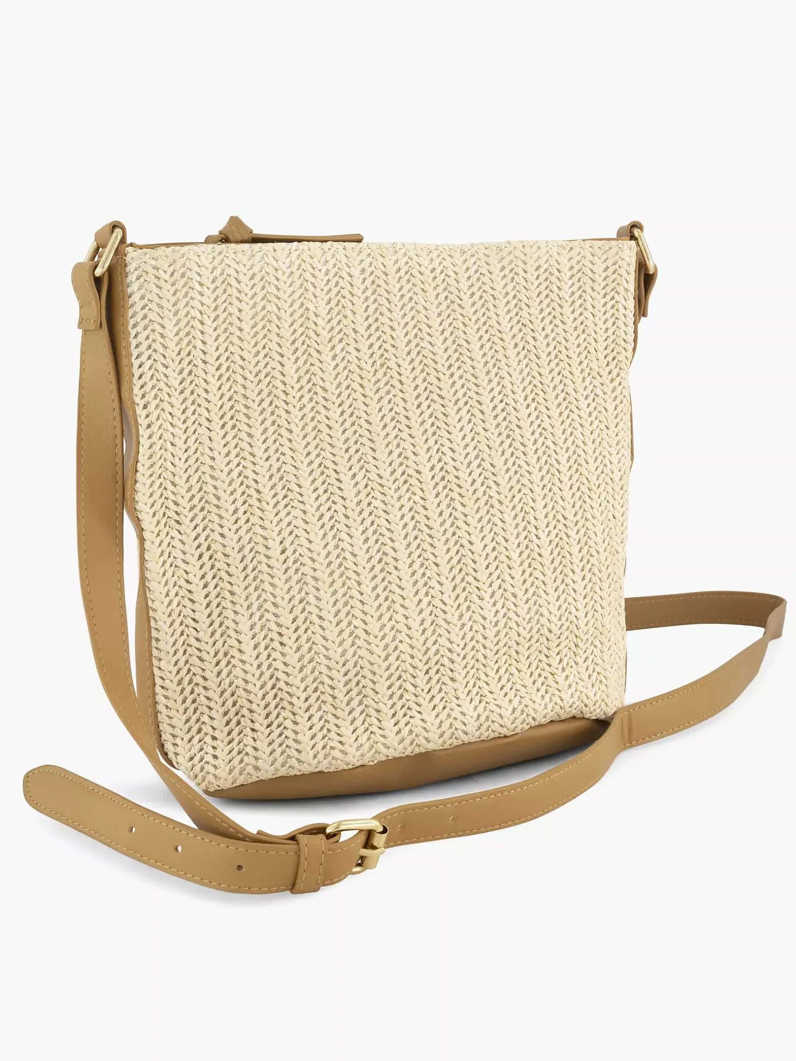 Beige Schoudertas Gevlochten