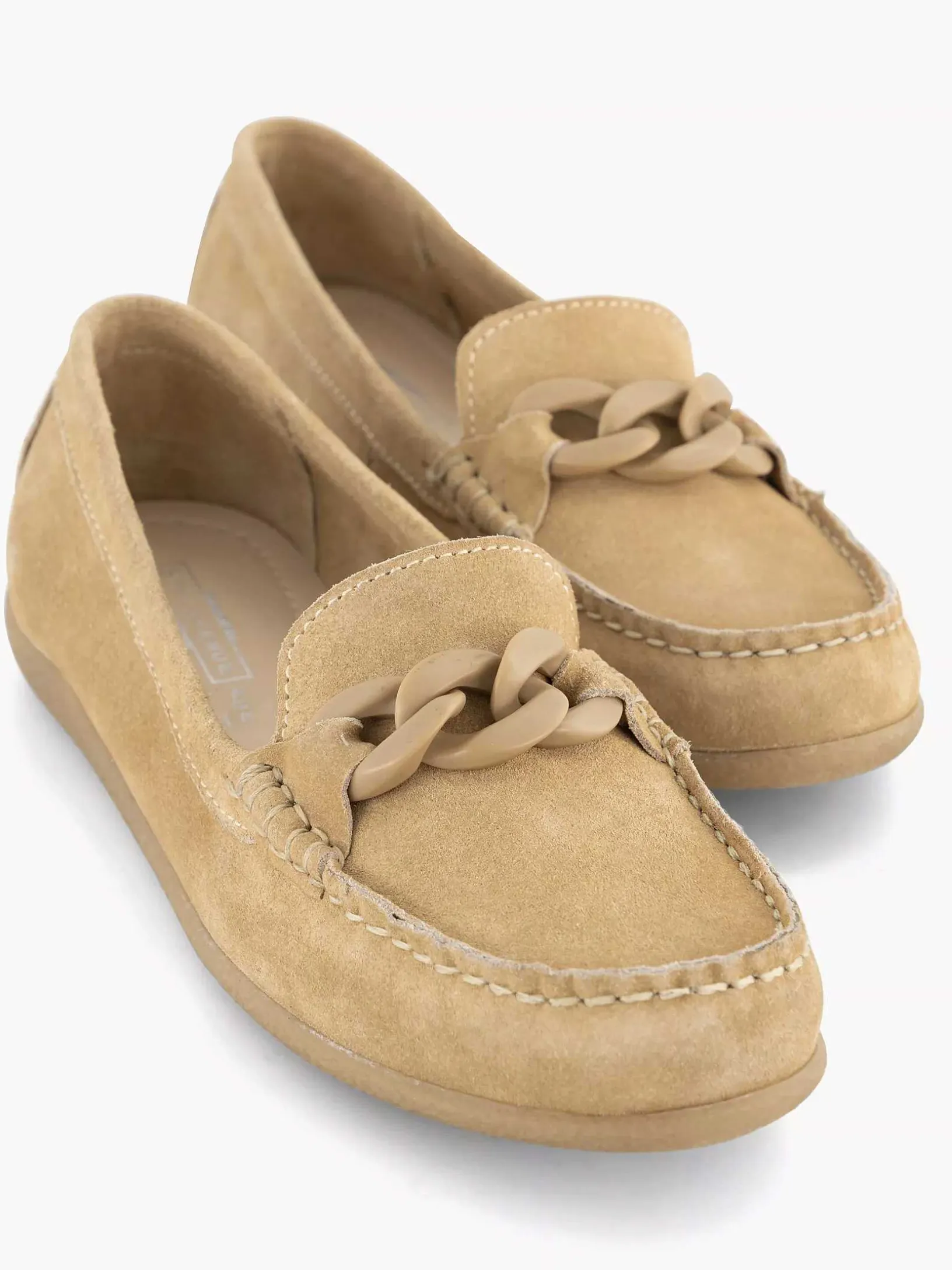 Beige Suede Instapper Sierketting