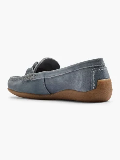 Blauwe Suede Instapper Sierketting