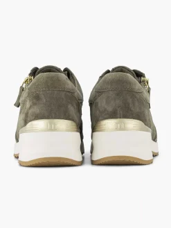 Donkergroene Leren Comfort Sneaker