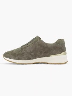 Donkergroene Leren Comfort Sneaker