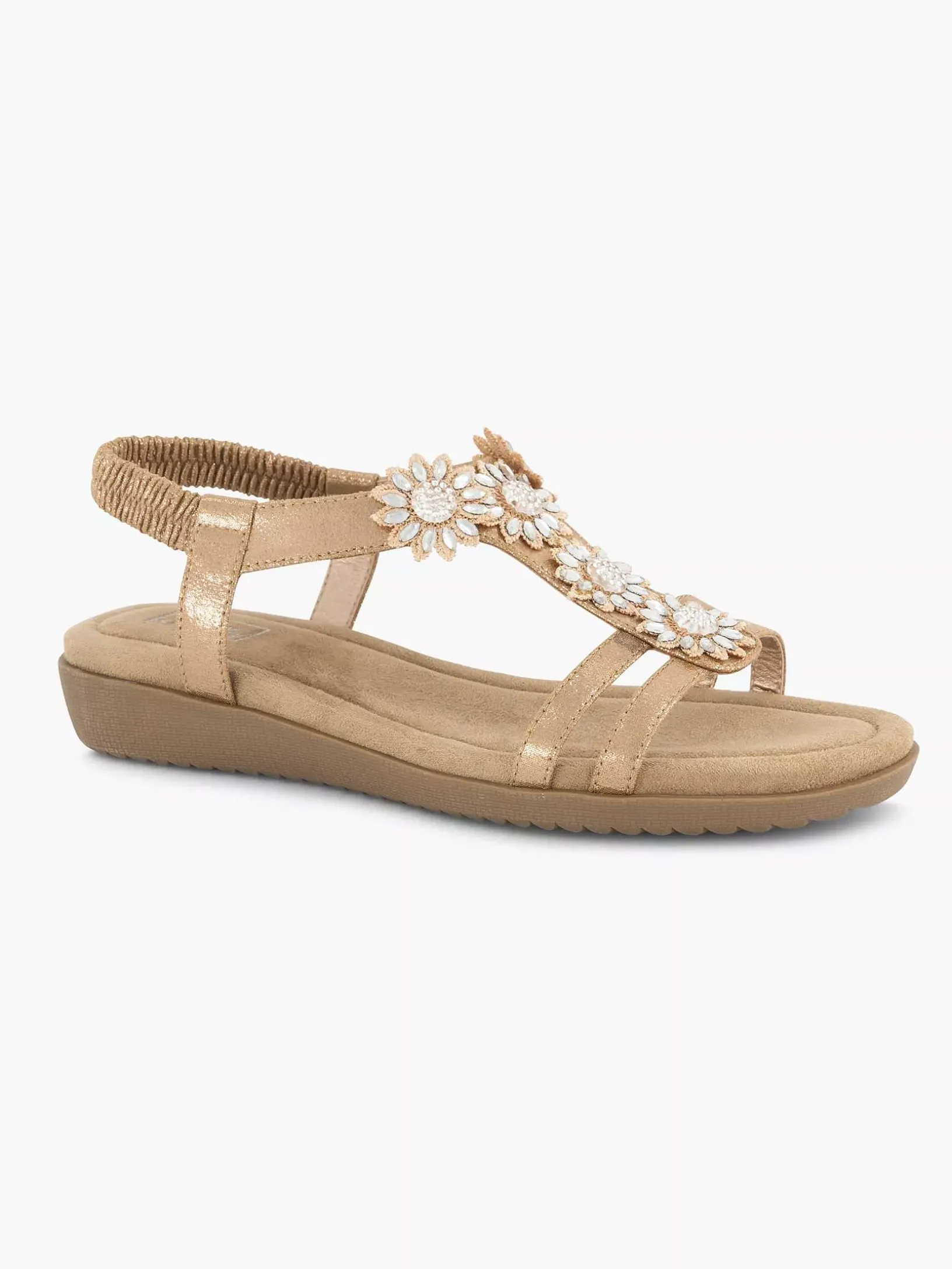 Rosegouden Comfort Sandaal Steentjes