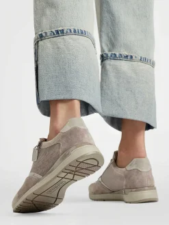 Taupe Leren Comfort Sneaker