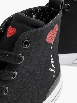 Zwarte Hoge Canvas Sneaker Hartje