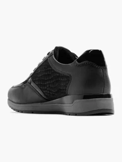 Zwarte Leren Comfort Veterschoen