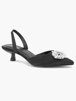 Zwarte Slingback Steentjes