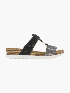 Zwarte Slipper Leren Voetbed